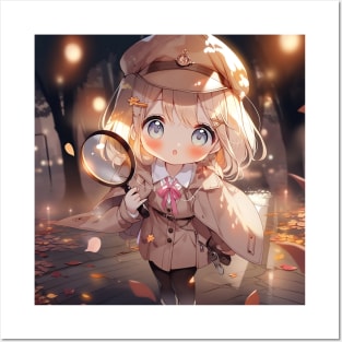 Chibi Cute Detective Girl Anime Posters and Art